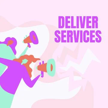 Conceptual caption Deliver Services. Internet Concept the act of providing a 库存插图