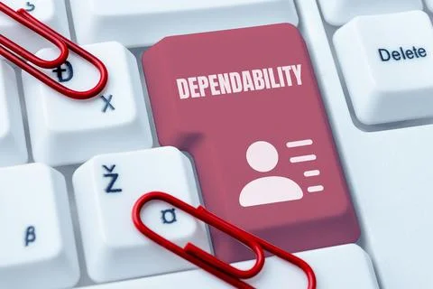 Conceptual caption Dependability. Concept meaning capable of being trusted or Foto stock