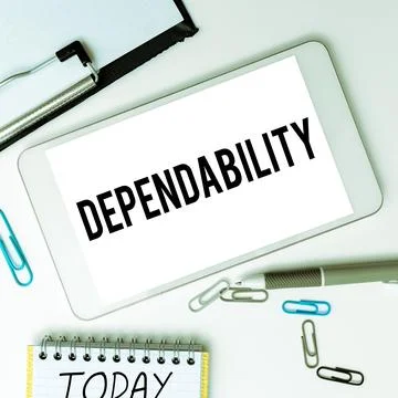 Conceptual caption Dependability. Internet Concept capable of being trusted or Stock Photos