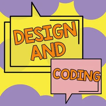 Conceptual caption Design And Coding. Business showcase HTML and programming Stock Illustration