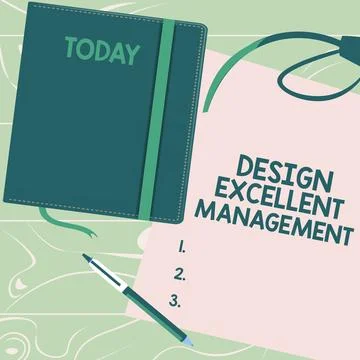 Conceptual caption Design Excellent Management. Word Written on technical Ilustración de archivo