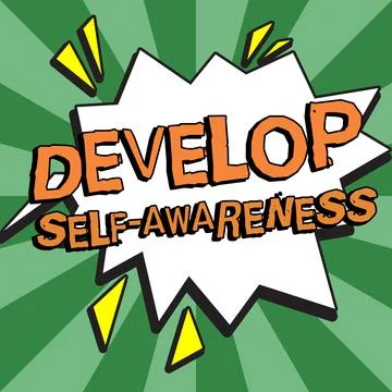 Conceptual caption Develop Self Awareness. Business concept Improve sharp Illustrazione stock