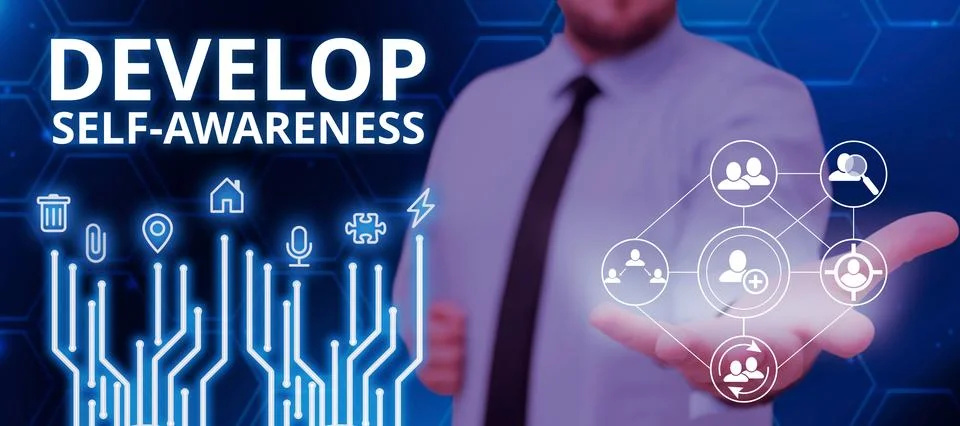 Conceptual caption Develop Self Awareness. Business showcase Improve sharp 스톡 사진