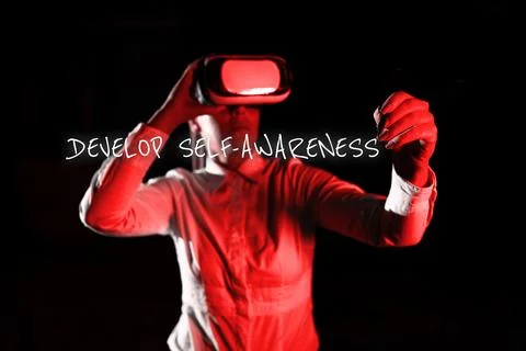 Conceptual caption Develop Self Awareness. Business idea Improve sharp Stock Photos