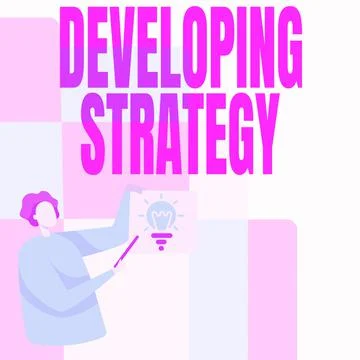 Conceptual caption Developing Strategy. Business concept Organizations Process Stockillustratie