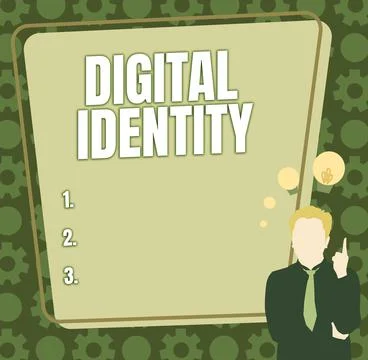 Conceptual caption Digital Identity. Conceptual photo information on entity used 스톡 일러스트