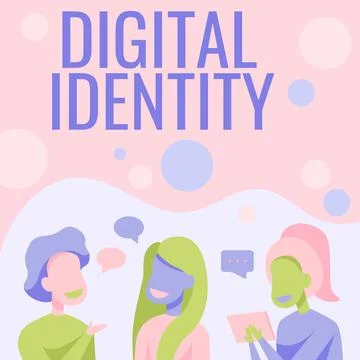 Conceptual caption Digital Identity. Internet Concept information on entity used Stock Illustration