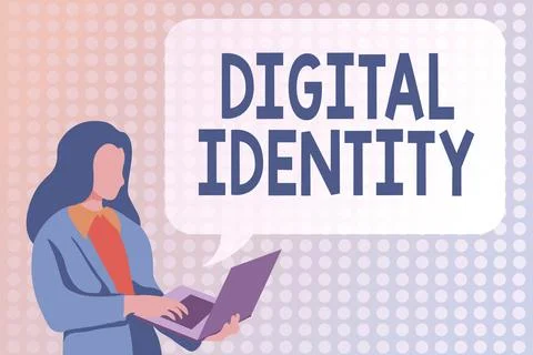 Conceptual caption Digital Identity. Word Written on networked identity adopted Stock Illustration