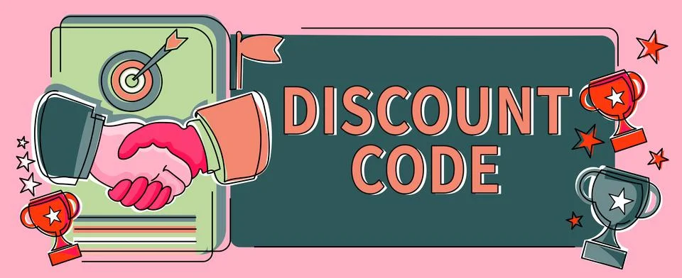 Conceptual caption Discount Code. Conceptual photo to reduce the price of a p 库存插图