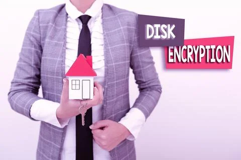 Conceptual caption Disk Encryption. Business approach the security mechanism Stockfoto's