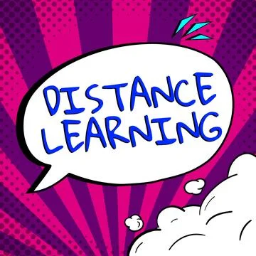 Conceptual caption Distance Learning. Business idea educational lectures Illustrazione stock
