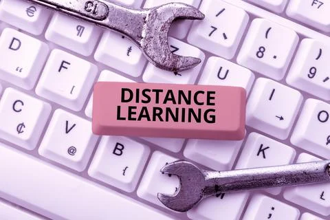 Conceptual caption Distance Learning. Internet Concept educational lectures Foto stock
