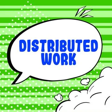 Conceptual caption Distributed Work. Business idea practiced by enterprises Stock Illustration