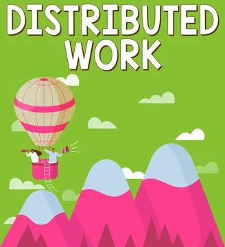 Conceptual caption Distributed Work. Conceptual photo practiced by enterprises Stock Illustration