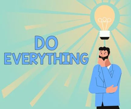 Conceptual caption Do Everything. Business concept Jack of All Trades Self Illustrazione stock