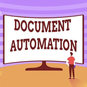 Conceptual caption Document Automation. Business concept workflows that assist Illustrazione stock