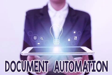 Conceptual caption Document Automation. Conceptual photo workflows that assist Stockfoto's