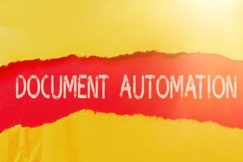 Conceptual caption Document Automation. Conceptual photo workflows that assist Fotos de archivo