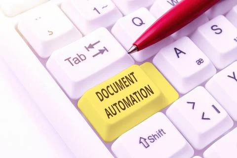 Conceptual caption Document Automation. Conceptual photo workflows that assist Fotos de archivo