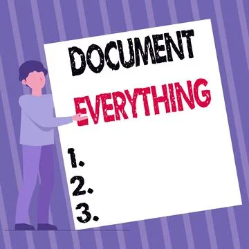 Conceptual caption Document Everything. Word for computer file that contains Stock Illustration