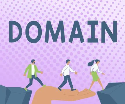 Conceptual caption Domain. Business overview identification string that defines Stock Illustration
