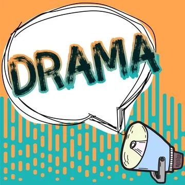 Conceptual caption Drama. Word Written on a state, situation, or series of Stock Illustration