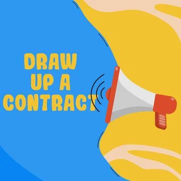 Conceptual caption Draw Up A Contract. Word for write a business agreement Illustrazione stock