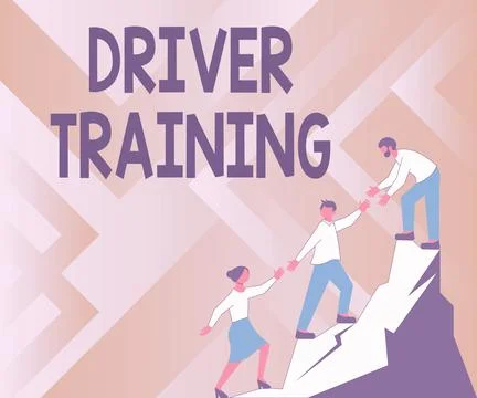 Conceptual caption Driver Training. Business overview prepares a new driver to Stock Illustration