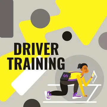 Conceptual caption Driver Training. Business approach prepares a new driver to Stock Illustration