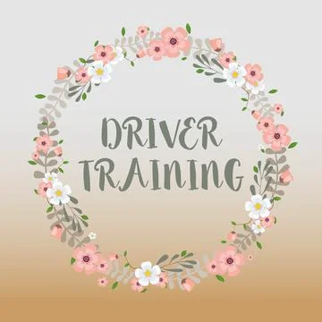 Conceptual caption Driver Training. Business approach prepares a new driver to Stock Illustration