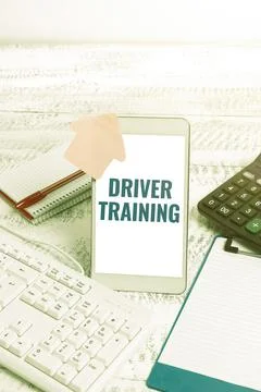 Conceptual caption Driver Training. Word Written on prepares a new driver to Stock Photos