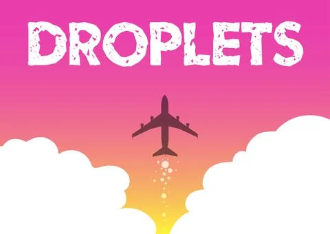 Conceptual caption Droplets. Word for very small drop of a liquid can be found Stock Illustration