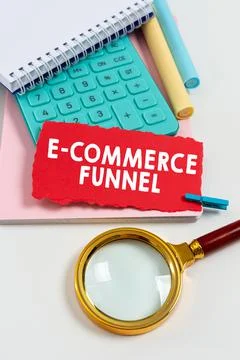 Conceptual caption E Commerce Funnel. Word Written on a tool used to optimise Foto stock