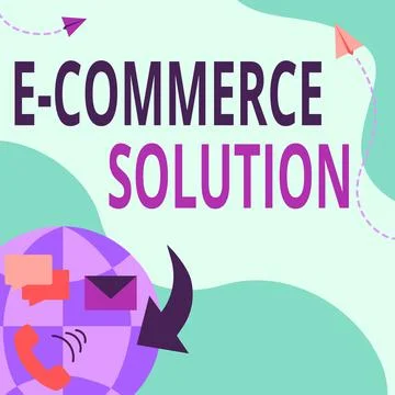 Conceptual caption E Commerce Solution. Concept meaning Software used by Stock Illustration