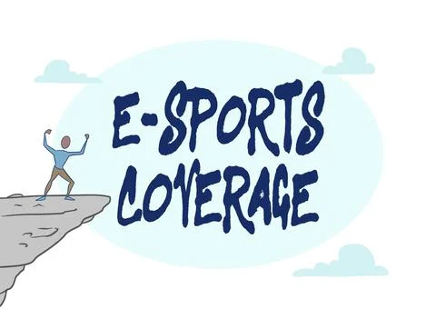 Conceptual caption E Sports Coverage. Business approach Reporting live on latest Stock Illustration