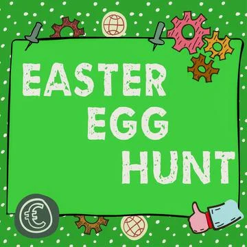 Conceptual caption Easter Egg Hunt. Business concept Searching special season Stock Illustration