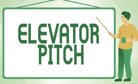 Conceptual caption Elevator Pitch. Internet Concept A persuasive sales pitch Illustrazione stock