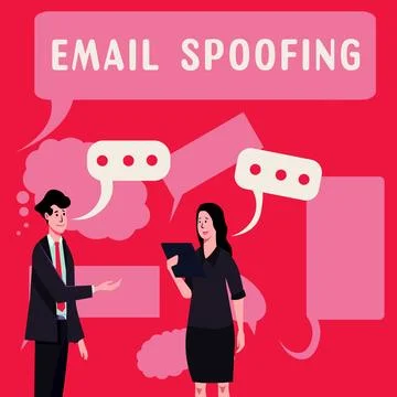 Conceptual caption Email Spoofing. Business idea secure the access and content Stock Illustration
