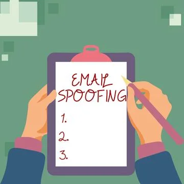 Conceptual caption Email Spoofing. Concept meaning secure the access and content Stock Illustration