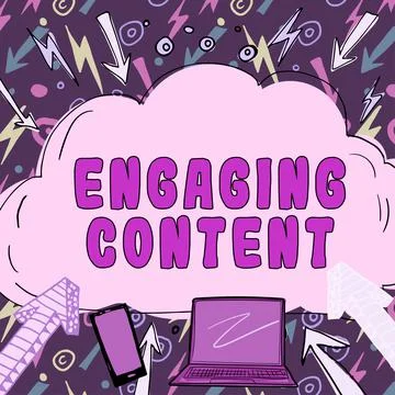 Conceptual caption Engaging Content. Business showcase fitting or designing a 스톡 일러스트