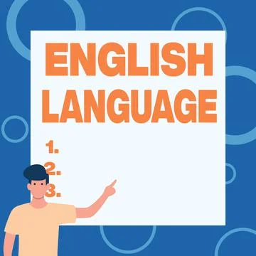 Conceptual caption English Language. Word for third spoken native lang in world 스톡 일러스트