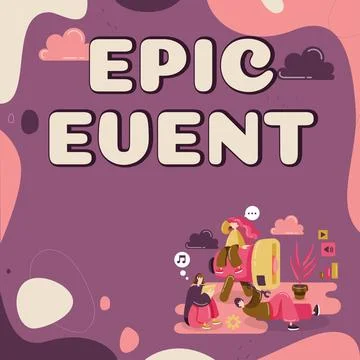 Conceptual caption Epic Event. Business overview pertaining to a long poetic イラスト素材