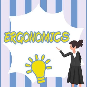 Conceptual caption Ergonomics. Concept meaning fitting or designing a workplace 스톡 일러스트