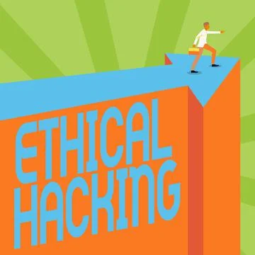 Conceptual caption Ethical Hacking. Business concept act of locating weaknesses Illustrazione stock