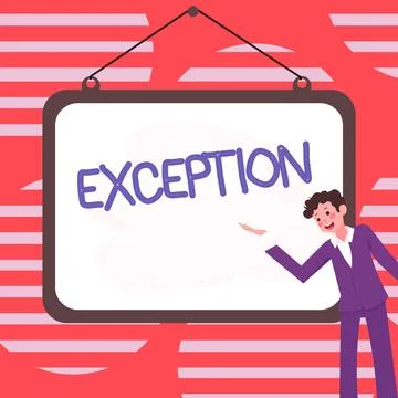 Conceptual caption Exception. Business idea person or thing that is excluded Stock Illustration