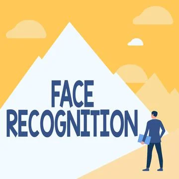 Conceptual caption Face Recognition. Business idea ability of a computer to scan Illustrazione stock