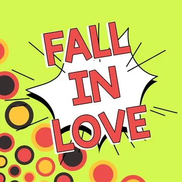 Conceptual caption Fall In Love. Business concept Charmed or captivated with Illustrazione stock