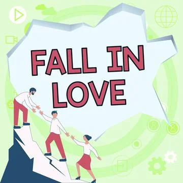 Conceptual caption Fall In Love. Business idea Charmed or captivated with Illustrazione stock