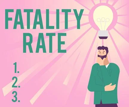 Conceptual caption Fatality Rate. Concept meaning calculated number of deaths Stock Illustration
