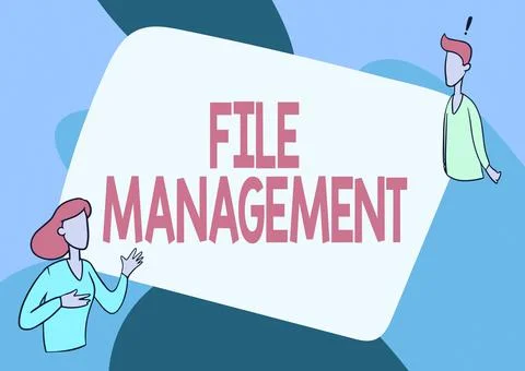 Conceptual caption File Management. Concept meaning computer program that Stock Illustration